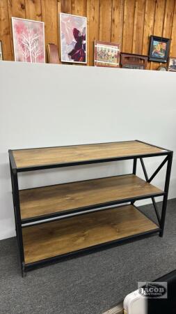 METAL AND WOOD (3) SHELF STAND