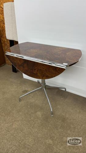 CHROME DROP LEAF ROUND TABLE