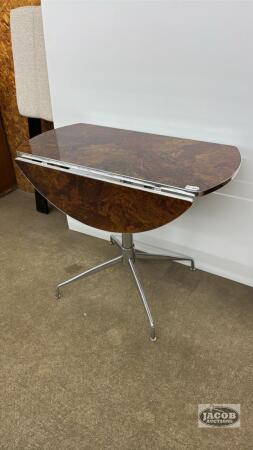 CHROME DROP LEAF ROUND TABLE