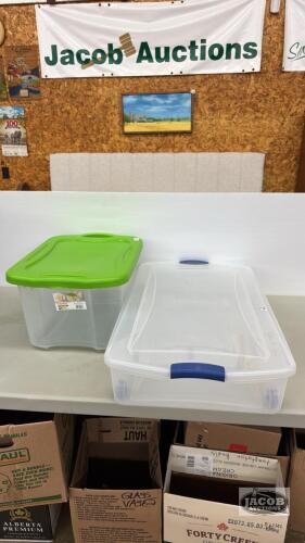 (2) CLEAR TOTES WITH LIDS
