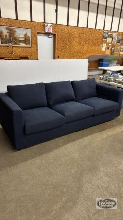 LARGE BLUE UPHOLSTERED SOFA