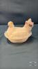 MILK GLASS HEN ON THE NEST WITH GOLD ACCENTS
