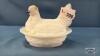 MILK GLASS HEN ON THE NEST WITH GOLD ACCENTS - 2