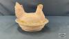 MILK GLASS HEN ON THE NEST WITH GOLD ACCENTS - 6