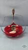 RUBY RED RELISH BOWL WITH SPOON