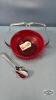 RUBY RED RELISH BOWL WITH SPOON - 3