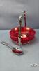 RUBY RED RELISH BOWL WITH SPOON - 4