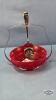 RUBY RED RELISH BOWL WITH SPOON