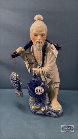 ASIAN FISHERMAN FIGURINE