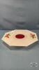 CASED GLASS CAKE PLATE ON RAISED PEDESTAL