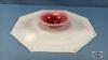 CASED GLASS CAKE PLATE ON RAISED PEDESTAL - 4