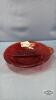 RED GLASS DIVIDED RELISH DISH