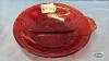 RED GLASS DIVIDED RELISH DISH - 3