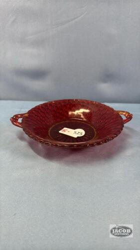 RED GLASS 7.5IN WIDE BOWL