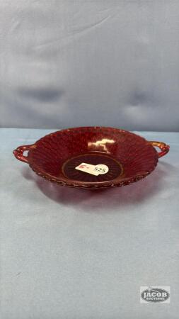RED GLASS 7.5IN WIDE BOWL