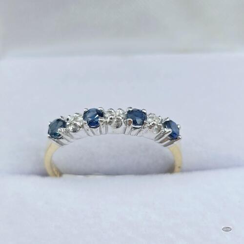 YELLOW & WHITE GOLD BLUE SAPPHIRE RING