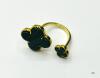 GOLD PLATED STERLING SILVER MALACHITE CLOVER RING - 3