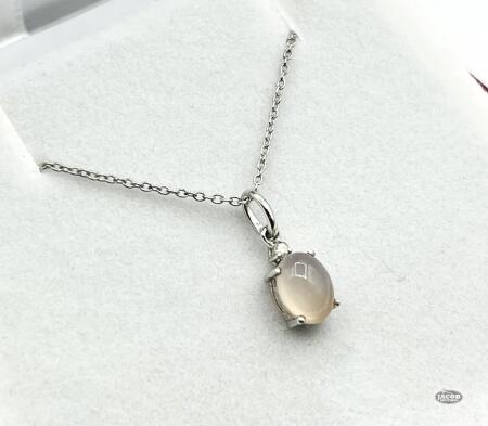 STERLING SILVER ROSE QUART AND DIAMOND
