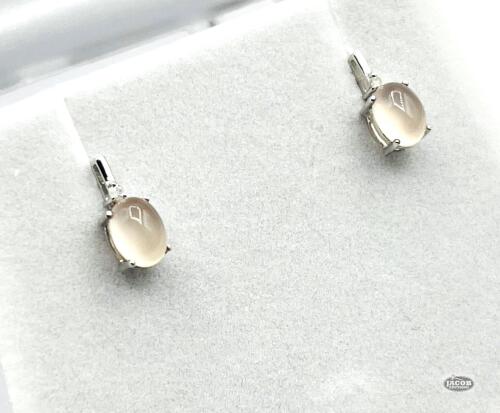 STERLING SILVER NATURAL ROSE QUART EARRINGS