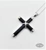 STERLING SILVER BLACK CROSS CABOCHON PENDANT