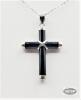 STERLING SILVER BLACK CROSS CABOCHON PENDANT - 2
