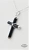 STERLING SILVER BLACK CROSS CABOCHON PENDANT - 3