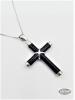 STERLING SILVER BLACK CROSS CABOCHON PENDANT - 4