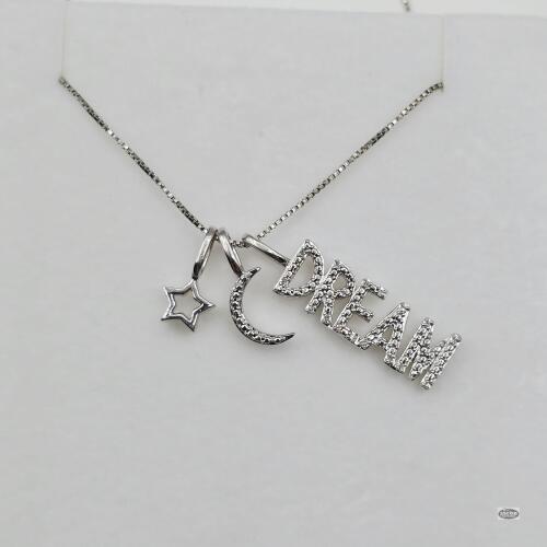 STERLING SILVER DIAMOND PENDANT NECKLACE