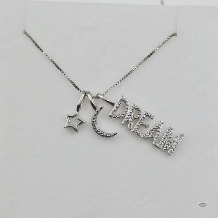 STERLING SILVER DIAMOND PENDANT NECKLACE