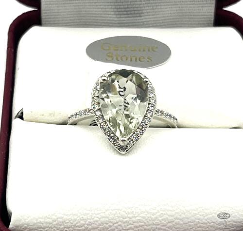 STERLING SILVER GREENED AMETHYST RING