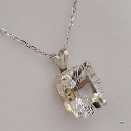 STERLING SILVER WHITE TOPAZ PENDANT