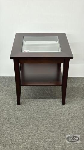 SIDE TABLE WITH BEVELED GLASS INSERT