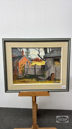 AUTUMN BACK YARD SCENE ON BOARD BY J.SCHIELD