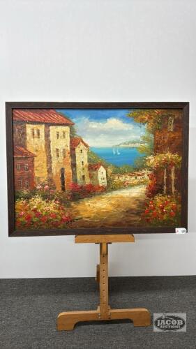 ITALIAN SEA SIDE VILLAGE ON CANVAS