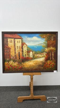 ITALIAN SEA SIDE VILLAGE ON CANVAS