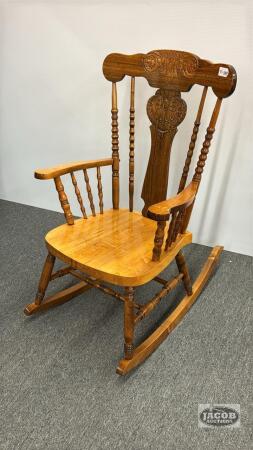 PRESS BACK WOODEN ROCKING CHAIR