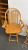 (2) OAK SWIVEL BAR STOOLS - 2