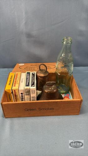 ASSORTED LOT IN WOODEN CIGAR BOX