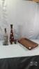 WOODEN TRAY WITH (2) DECANTERS
