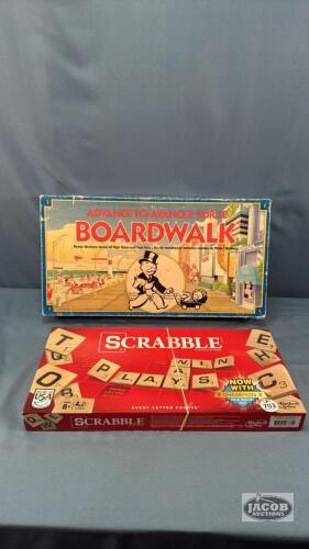 SCRABBLE AND ADVANCE TO BOARDWALK BOARD GAMES