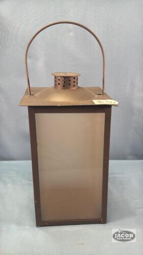 METAL AND FROSTED GLASS CANDLE HOLDER