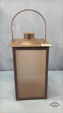 METAL AND FROSTED GLASS CANDLE HOLDER
