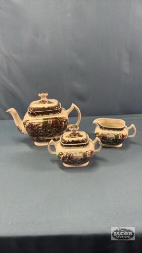3 PIECE TEA SET "THE POST HOUSE" BY WOOD AND SONS