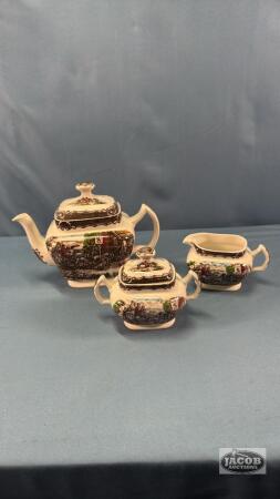 3 PIECE TEA SET "THE POST HOUSE" BY WOOD AND SONS