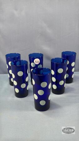 (6) COBALT BLUE POLKA DOT TUMBLERS