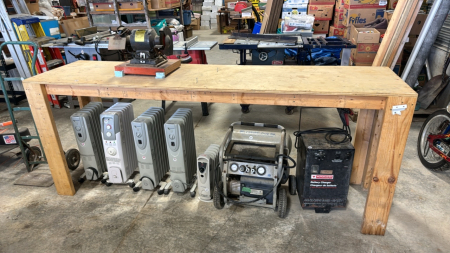 Wooden Work Bench and Benchtop Grinder