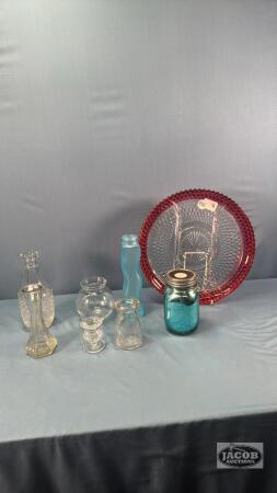 (1) RUBY RED RIMMED DIVIDED 12IN PLATE