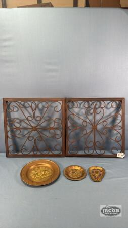 (2) METAL 14IN SQ WALL HANGINGS