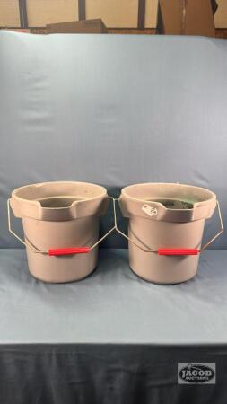 (2) RUBBERMAIN PLASTIC BUCKETS WITH SPOUTS