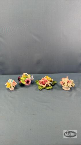 (3) SMALL CHINA BOUQUETS (ALL HAVE TINY CHIPS)